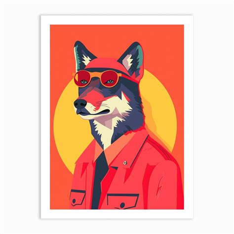 Red Wolf Art Nouveau 8 Art Print by LoneWolf Prints - Fy