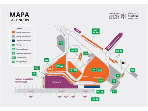 Location of parking places - Lotnisko Chopina w Warszawie