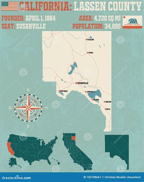 Lassen County In California Stock Vector Illustration Of United