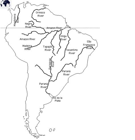 Map of Rivers in South America in Printable PDF