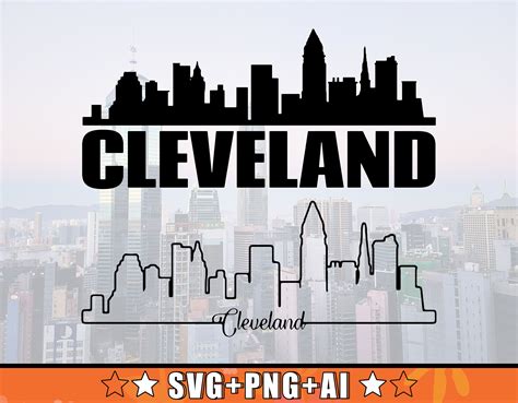 Cleveland Skyline Svg With Extra Outline Design Cleveland Etsy