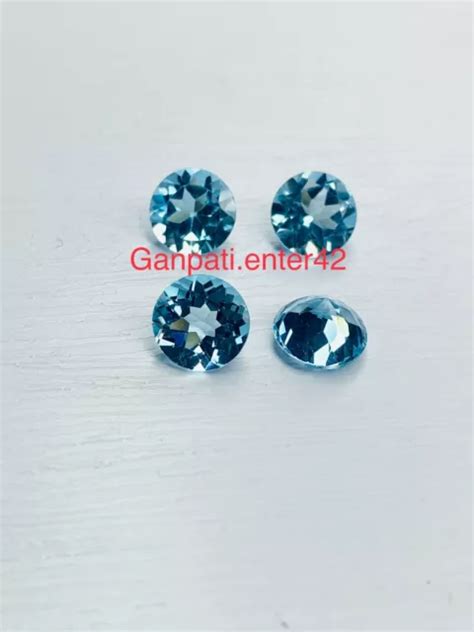 TOPAZE BLEU DESSERÉ Gemme à Facettes Rond Coupe 9x9 MM Calibré Taille A