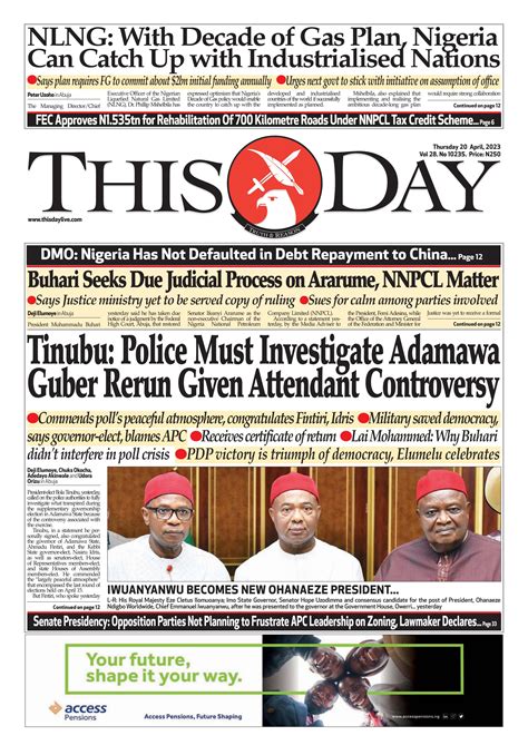 Thursday 20th April 2023 By Thisday Newspapers Ltd Issuu