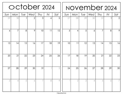 October November Calendar Templates Spootviral