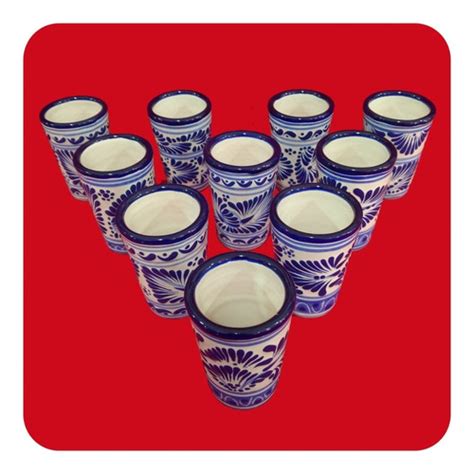 Set Tequileros De Talavera Poblana Azul Tradicional Tql Meses Sin