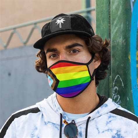 Progress Pride Flag Face Mask Gay Pride Masks Reusable Etsy