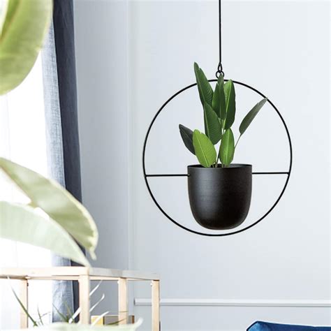 Xzbling Modern Deko Blumenampel Hängende Metall Blumentopf Schwarz