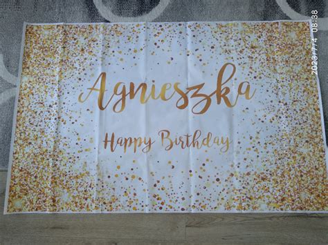 Baner Urodzinowy Z Oty Brokat T O Happy Birthday Jastrz Bie Zdr J