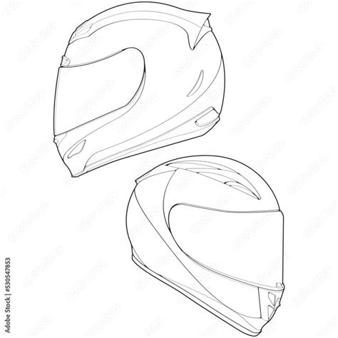 Set Of Template Helmet Full Face Line Art Helmet Vector Illustration