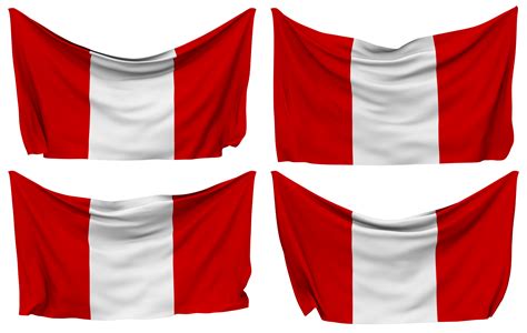 Peru Pinned Flag From Corners Isolated With Different Waving