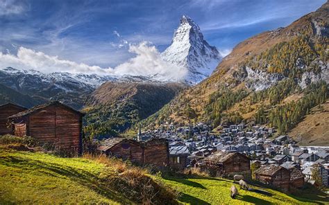 Mountain Matterhorn Alps Between Switzerland And Italy Europe ...