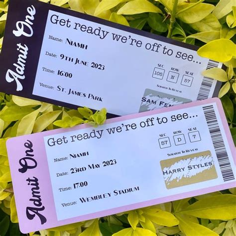 Scratch Reveal Concert Ticket Diy Surprise T Card Etsy