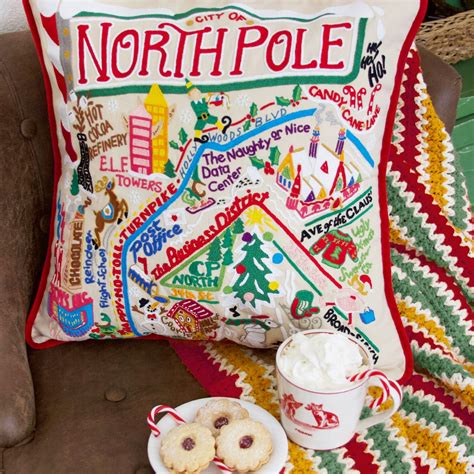 North Pole City Hand Embroidered Pillow Holiday Collection By