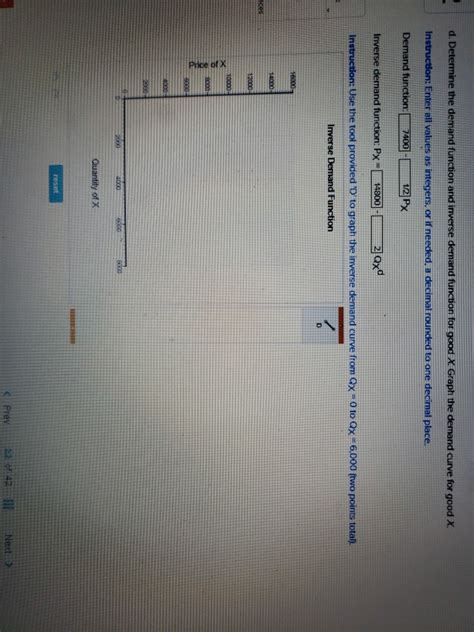 d. Determine the demand function and inverse demand | Chegg.com