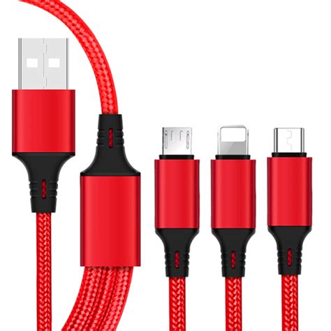 3 In 1 USB Cable Fast Charging 2A USB Data Cable 1.2M For Android Phone ...