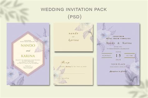 Mod Le De Carte D Invitation De Mariage Belle Couronne Florale Psd