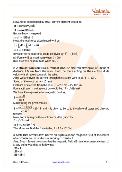 Cbse Class 12 Physics Chapter 4 Moving Charges And Magnetism