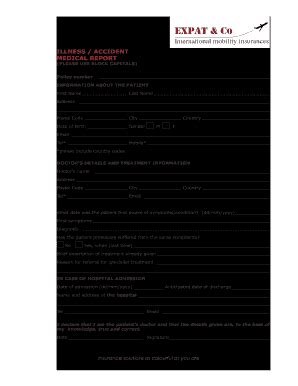 2018 2024 Form BE Expat Co Illness Accident Medical Report Fill