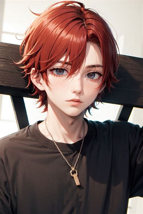 Boy Version Aiart Wallpaper Handphone Anime Hairstyles Male Red Hair