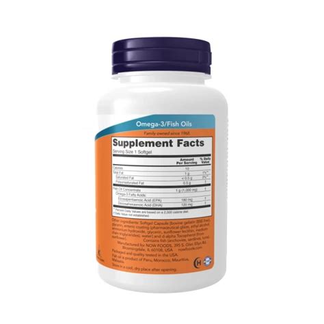 Now Foods Omega 3 Molecularly Distilled Epa Dha 90 Softgels Low