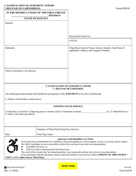 Form 1dc48 Download Fillable Pdf Or Fill Online Satisfaction Of