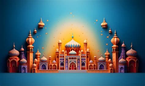 Premium AI Image | Islamic mosque background copy space for banner