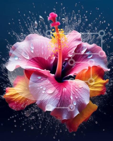 Beautiful Close Up Of A Hibiscus Flower With Water Droplets Stock Photo