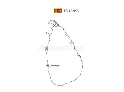 Dibujar A Mano Delgada L Nea Negra Vector Del Mapa Sri Lanka Con