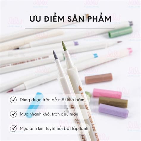 Mua Bút brush pen soft calligraphy metallic 32 màu giá rẻ mực nhũ màu