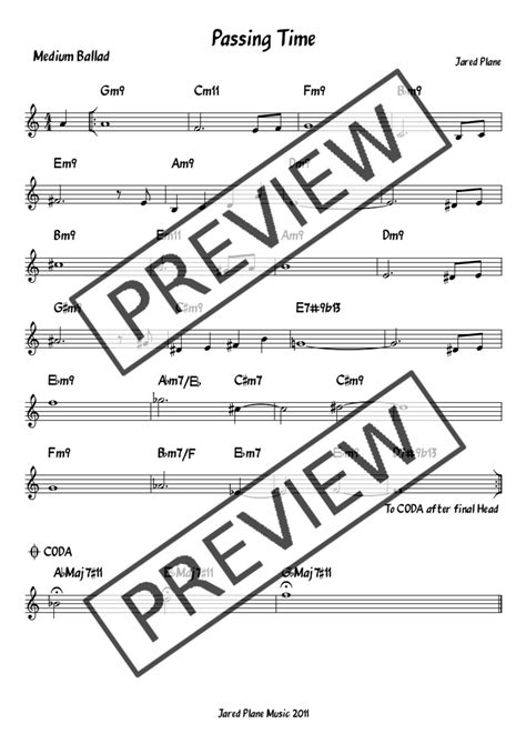 “passing Time” Lead Sheet