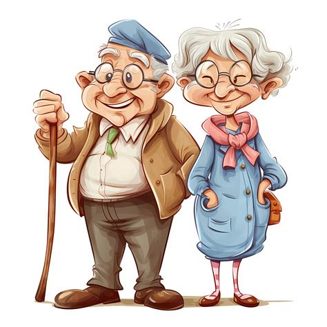 Cute Grandma And Grandpa Clipart Bundle Funny Elderly People Cartoon