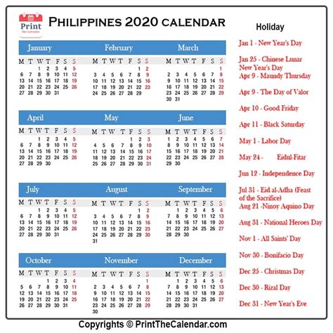 2024 Calendar Philippines With Holidays Printable Top The Best Review of - January 2024 Calendar ...