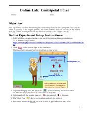 Centripetal Force Lab Online 1 Docx Online Lab Centripetal Force