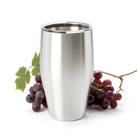 Tumbler De Vidrio De Vino Sin Tallo De Acero Inoxidable En Blanco