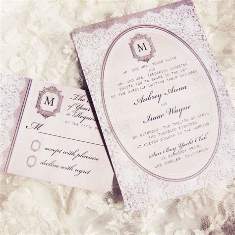 Vintage Lace Wedding Invitations Vintage Elegant Oval Lace