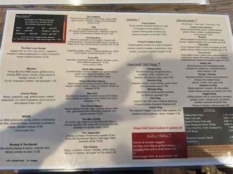 Menu At Jaspers Café Restaurant Medford N Pacific Hwy