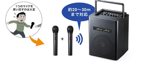 ワイヤレスマイク付きスピーカーセット拡声器・ワイヤレスマイク2本付・会議イベント対応・40w Yk Sp066：デジモノパーツcom