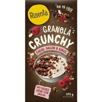 Granola Crunchy Kakao Hallon Kokos G Risenta Handla Online Fr N