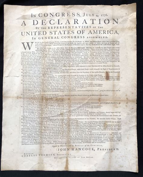 In Congress July 4 1776 A Declaration By The Representatives Of The