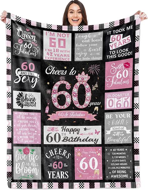 Gresahom 60th Birthday Ts For Women Blanket 60th Birthday Decorations For Women 60th