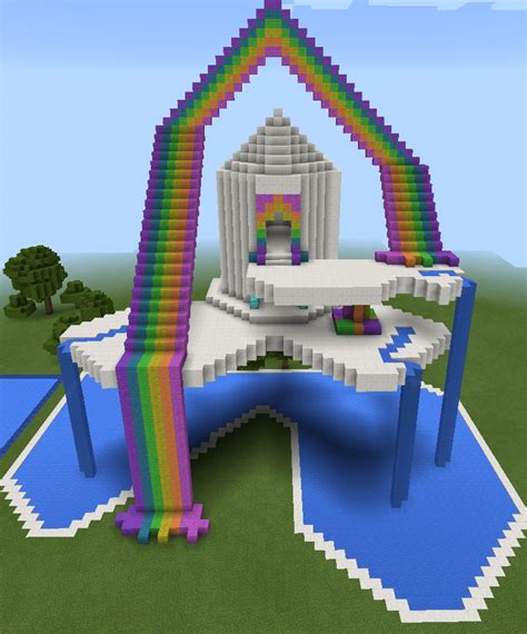 Minecraft Rainbow Dash Sky Waterfall House Awesome Minecraft Crafts