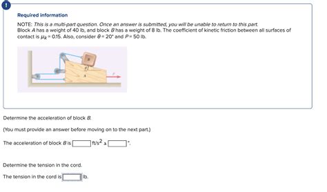 Solved Block A Has A Mass Of Kg And Block B Has A Mass Off