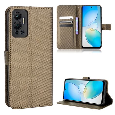 For Infinix Hot Diamond Texture Leather Phone Case Brown Alexnld