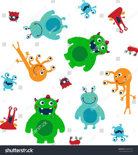 Seamless Pattern Monster Artwork Hand Drawn Stock Vector Royalty Free