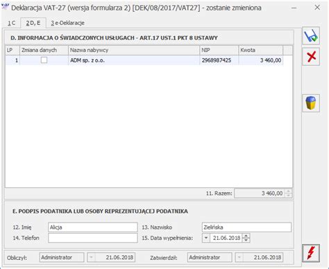 Deklaracja VAT 27 Baza Wiedzy Programu Comarch ERP Optima