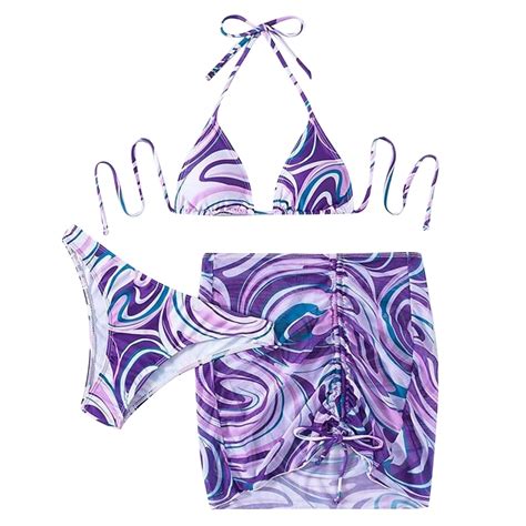 TAIAOJING Women S Swimsuit Bikini Set Split Body Pattern Printing Fresh