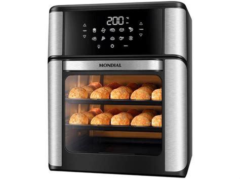 Fritadeira Elétrica sem óleo Air Fryer Mondial AFO 12L BI Oven Preta