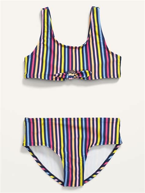 Old Navy Printed Tie Front Bikini Swim Set For Girls