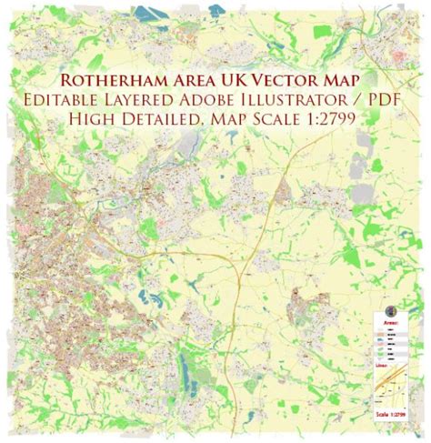 Vector Map Rotherham Area UK: PDF and Adobe Illustrator – Maps in ...