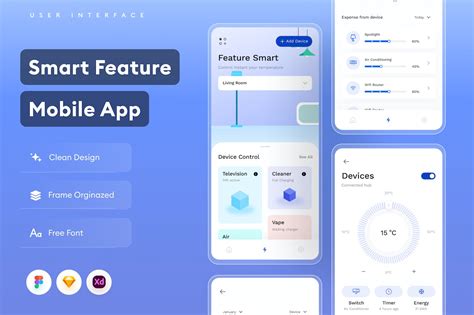 智能居家功能移动应用APP UI KIT FIG XD SKETCH 云瑞设计